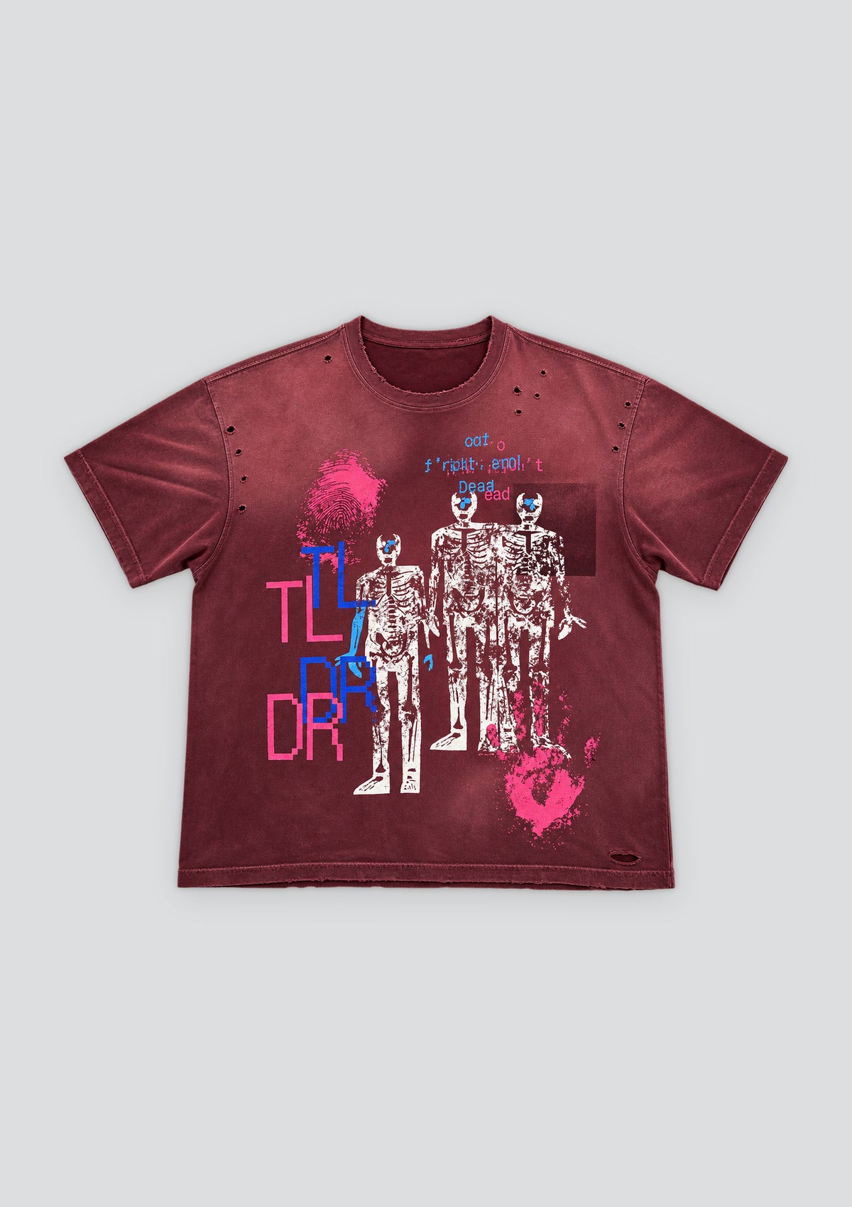 Potassium Sun Washed Distressed T-Shirt — Burgundy