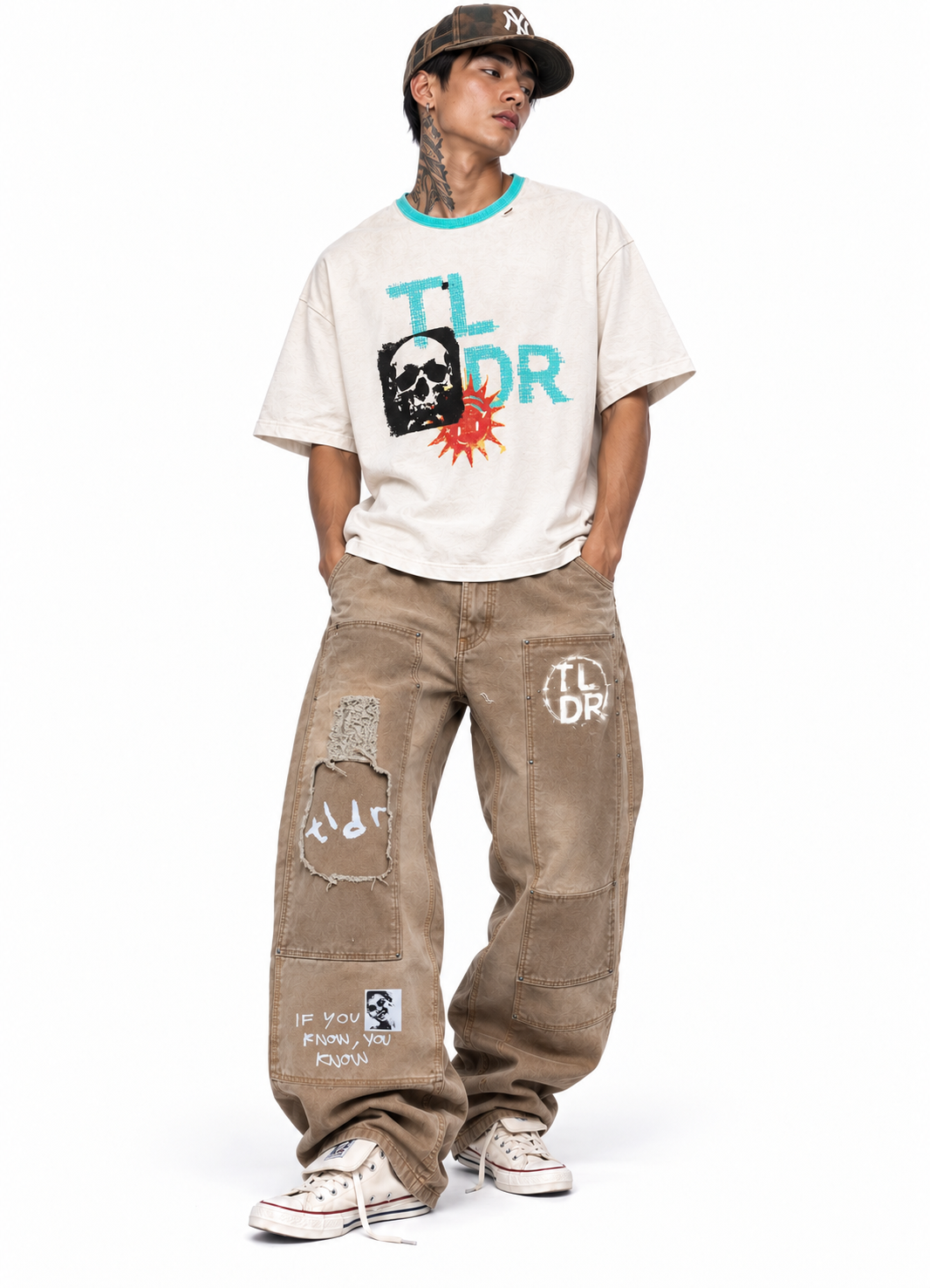 Potassium Sprayed Distressed T-Shirt — Sand