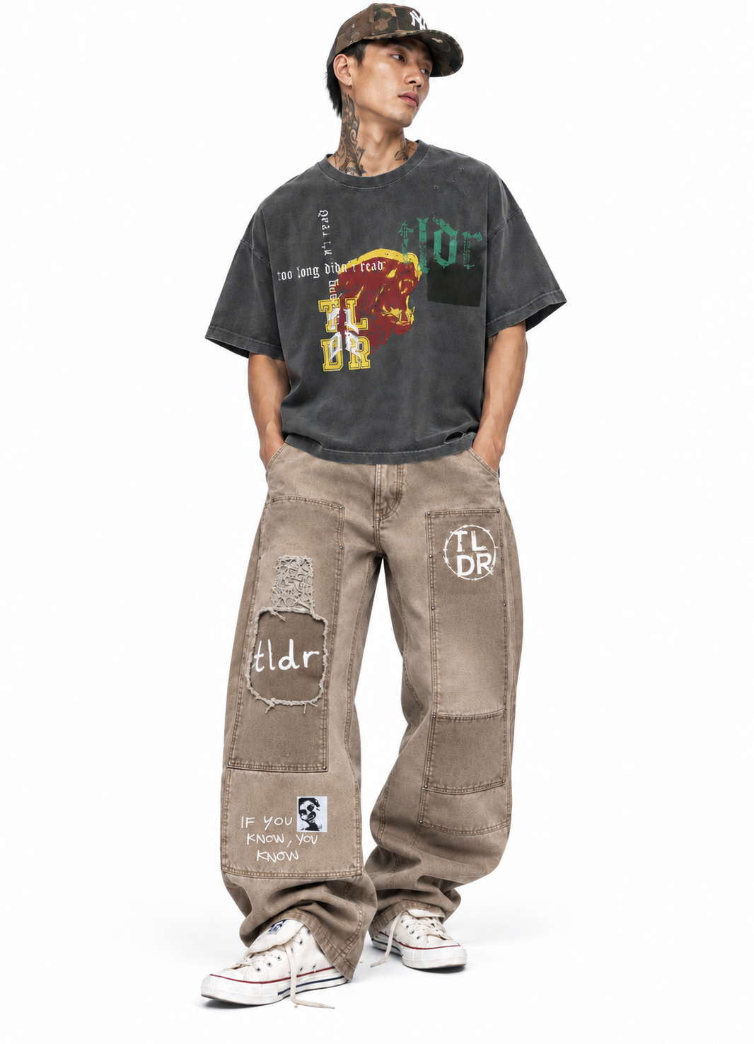 Potassium Sun Washed Distressed T-Shirt — Olive