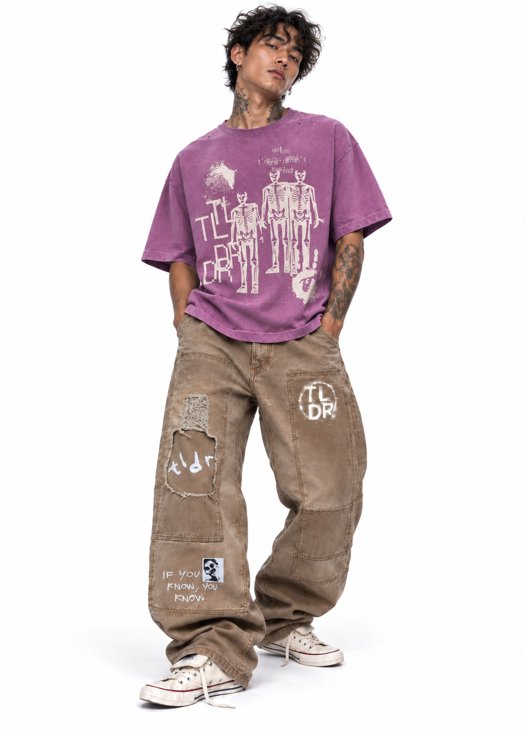 Potassium Sun Washed Distressed Premium T-Shirt — Violet