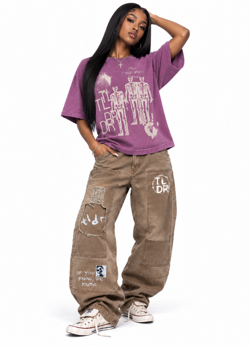 Potassium Sun Washed Distressed Premium T-Shirt — Violet