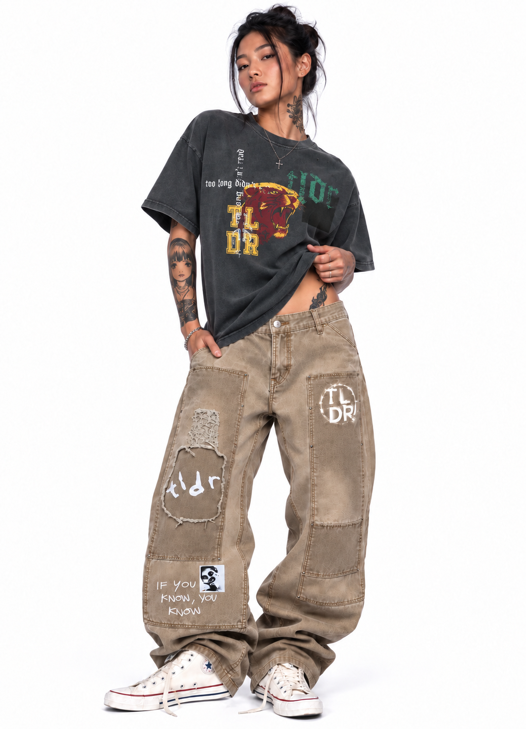 Potassium Sun Washed Distressed T-Shirt — Olive