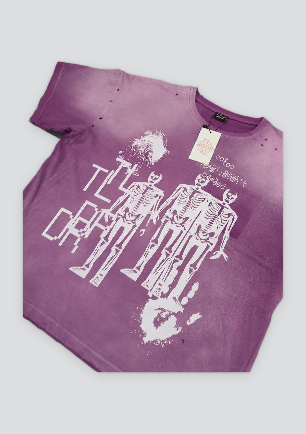 Potassium Sun Washed Distressed Premium T-Shirt in Violet — view 3