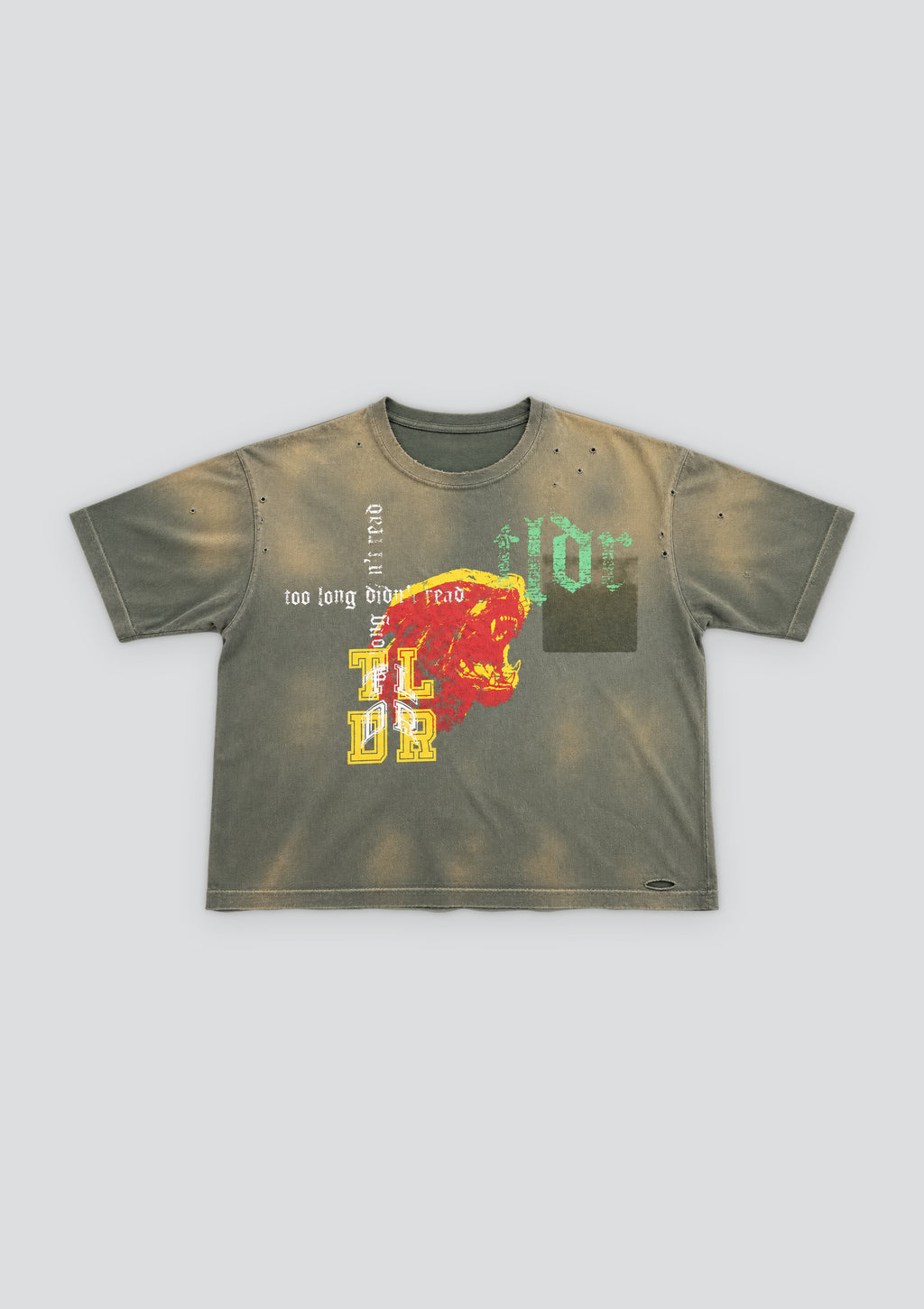 Potassium Sun Washed Distressed T-Shirt — Olive