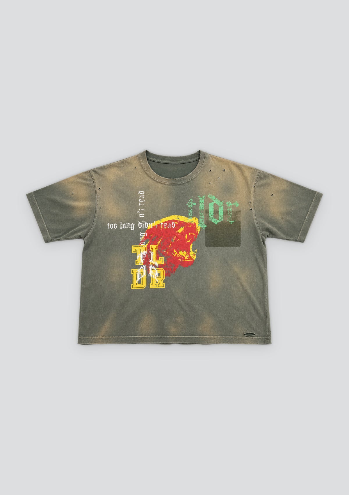 Potassium Sun Washed Distressed T-Shirt — Olive